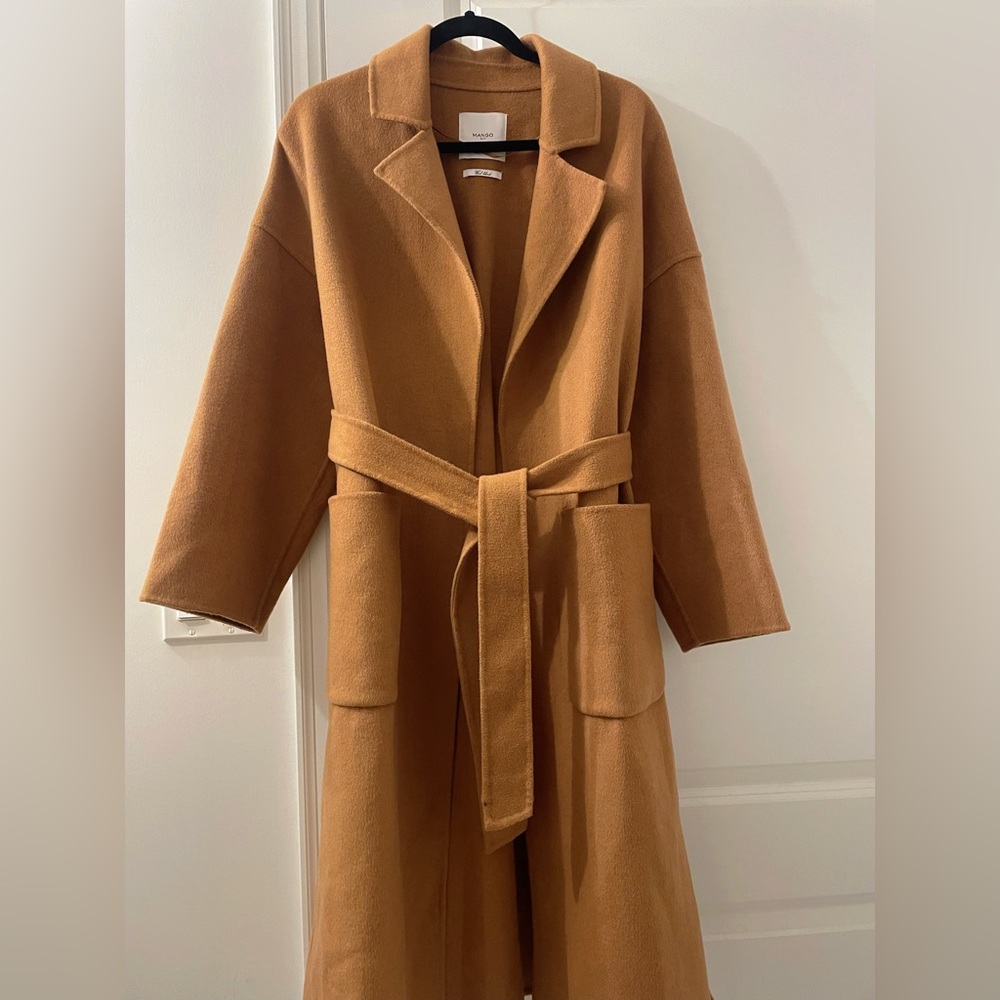 Mango Wool Blend Camel Wrap Coat